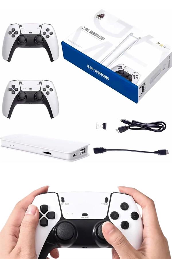 3D Çift Oyun Kollu 4K HD Ekran Nostaljik 20.000 Oyunlu Beyaz Game Box