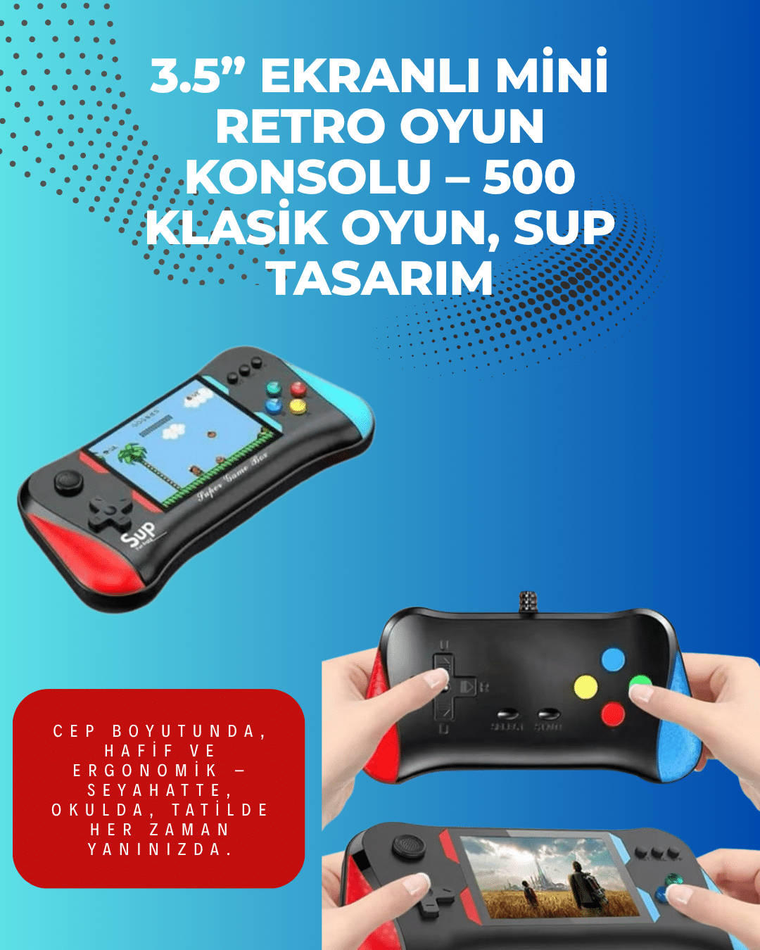 500 Retro Oyunlu Taşınabilir El Konsolu – X7M Modeli