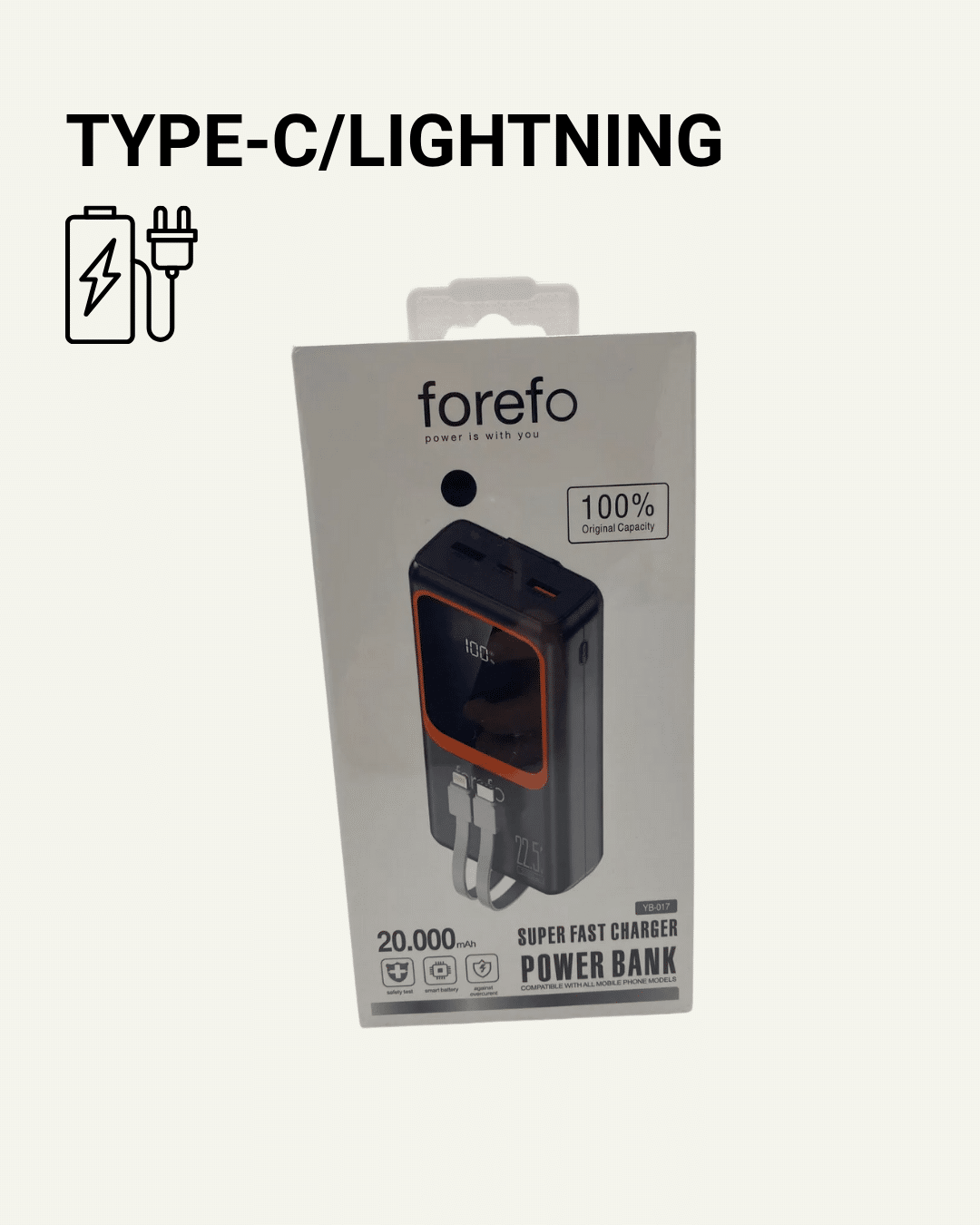 20.000 mAh Powerbank – 22.5W Hızlı Şarj Çok Kablolu Dijital Göstergeli