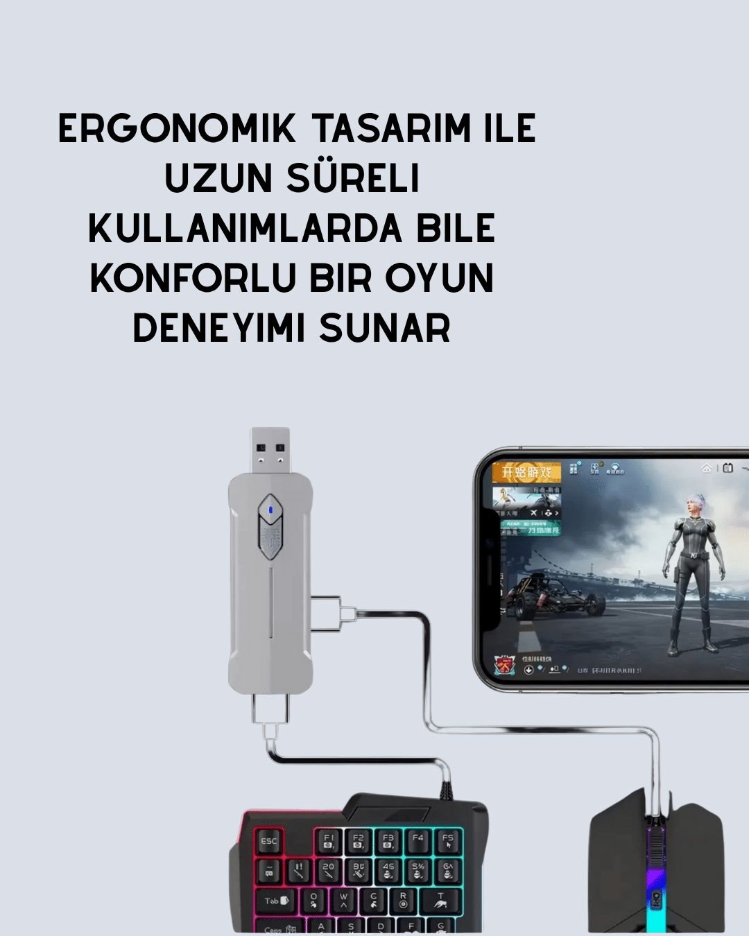 5in1 BT5.3 Mobil Oyun Kiti Klavye Mouse Dönüştürücü Seti
