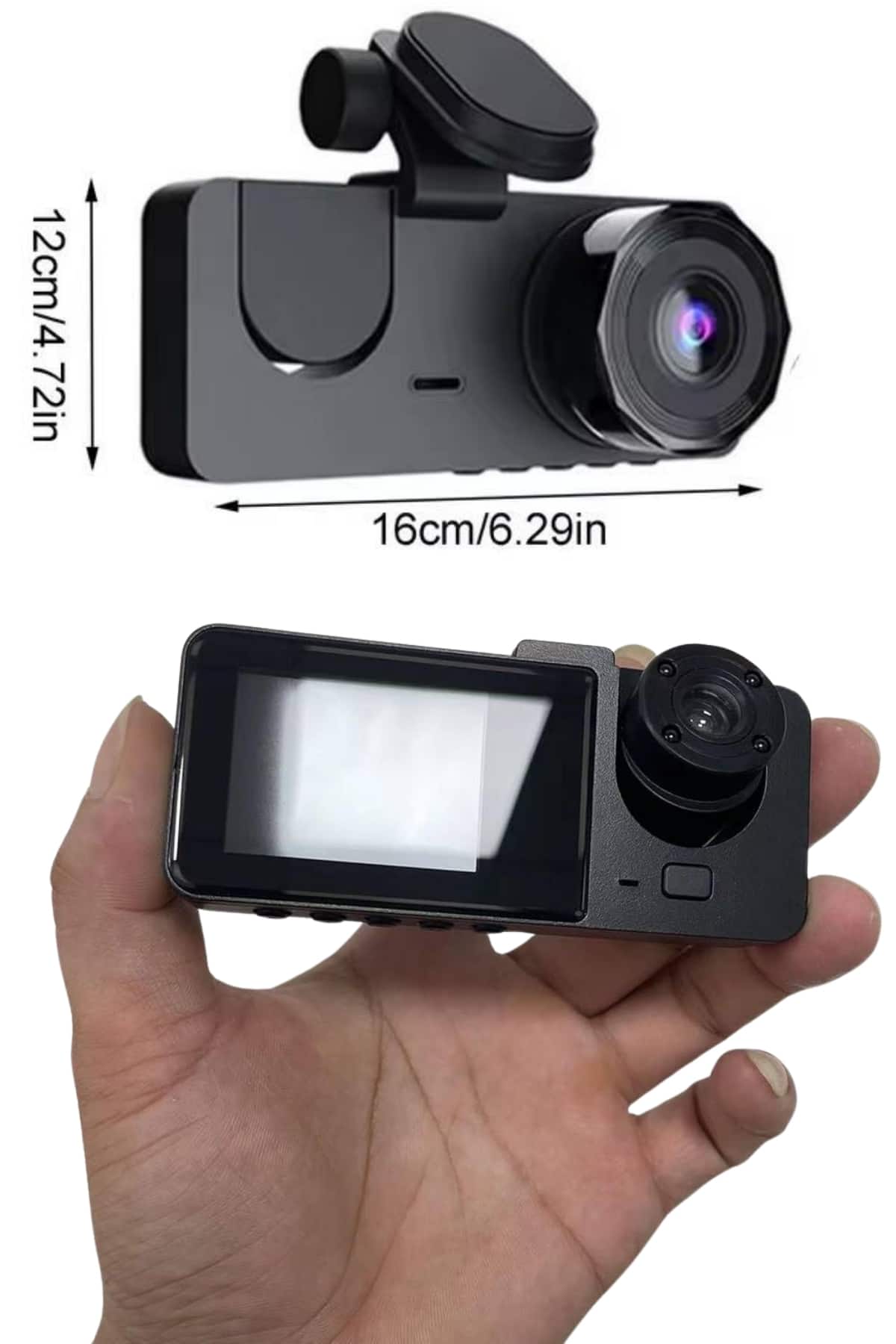 3 Kameralı 2 İnç 1080P Araç İçi Kamera Sürüş Kamerası CarPlay