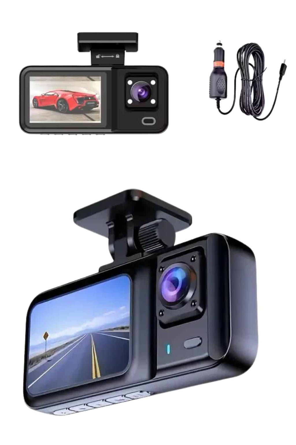 1080p Sürüş Kaydedici 2 İnç Araç Araba Ön İç Arka DVR IPS Ekran