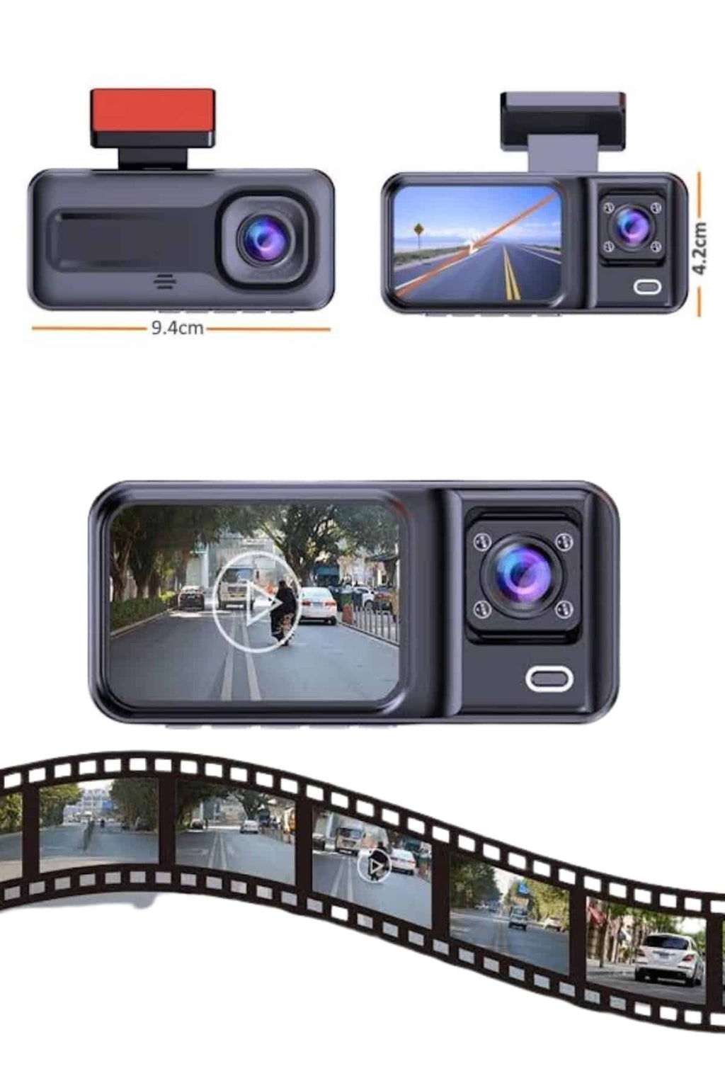 2 İnç Araç İçi Kameralı Ekran 1080P Full HD Kaliteli Hafıza Kart Destekli