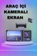1080P 3 Lensli WİFİ Araç İçi Kameralı Ekran DVR Kaydedici Gece Görüşlü