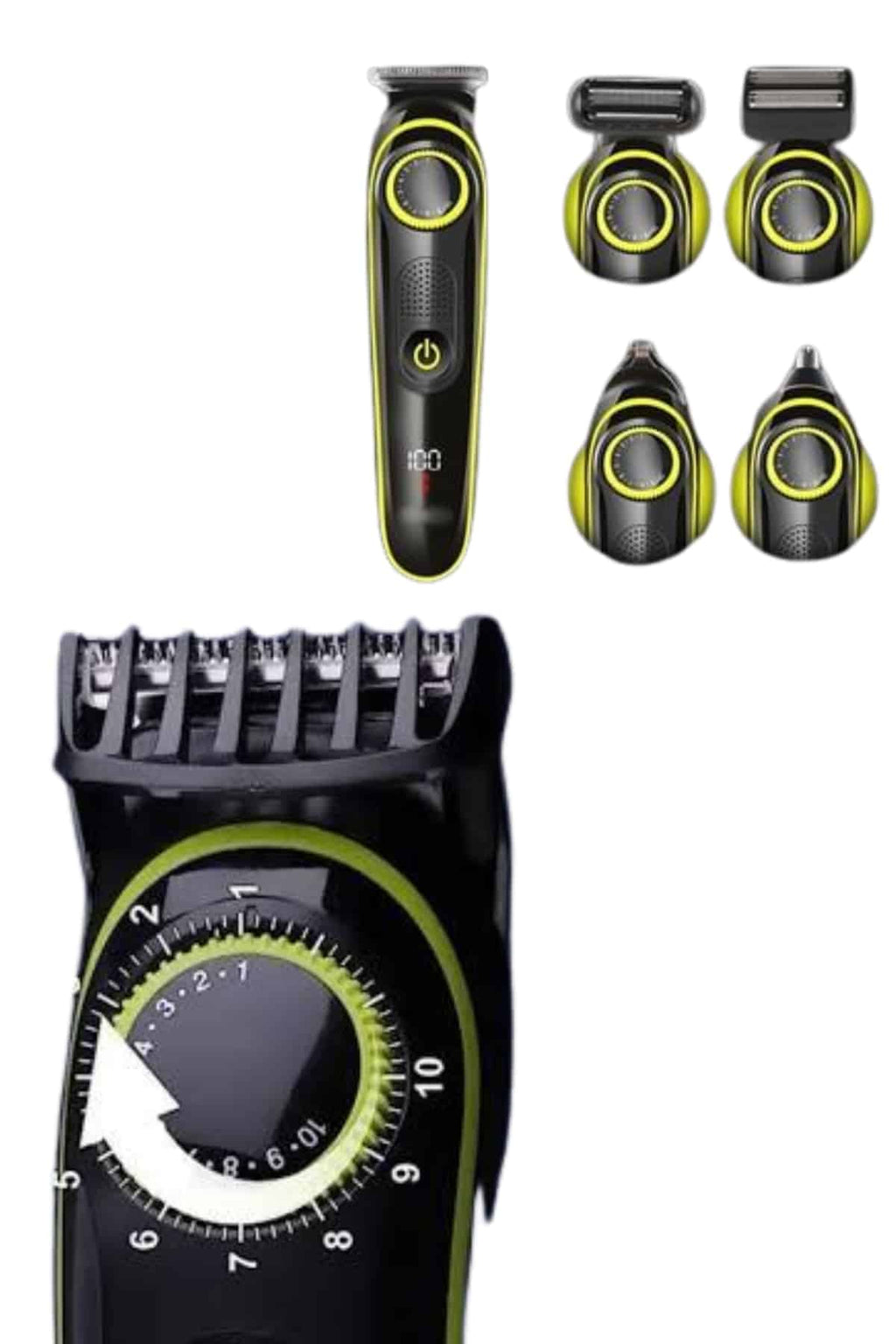 5 Başlıklı Şarjlı Tıraş Makinesi Led Ekran Saç Sakal Ense Tıraşına Uygun Bakım Seti