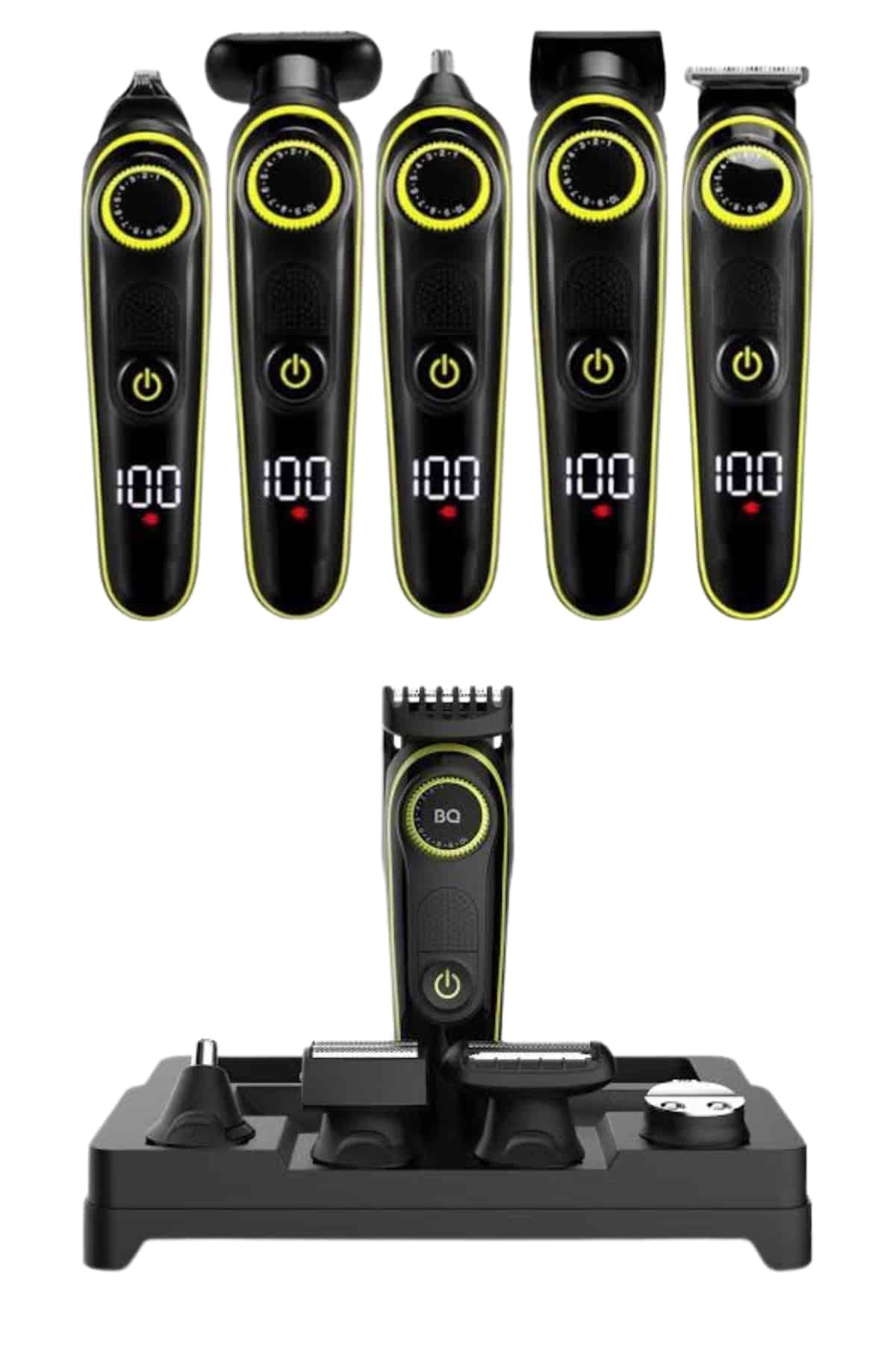 5 Başlıklı Şarjlı Tıraş Makinesi Led Ekran Saç Sakal Ense Tıraşına Uygun Bakım Seti
