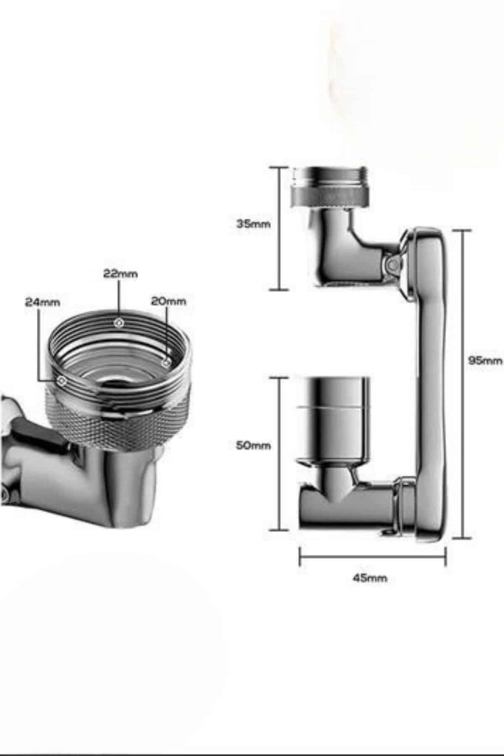 180 Derece Dönebilen Fonksiyonel Paslanmaz Çelik Robotik Kol Musluk Başlığı