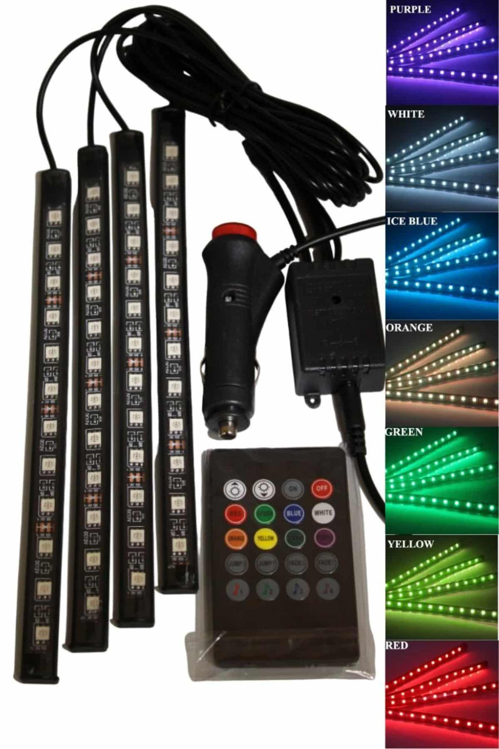 12'Lİ Şerit Led Işık RGB Sese ve Müziğe Duyarlı Araç İçi Ayak Altı