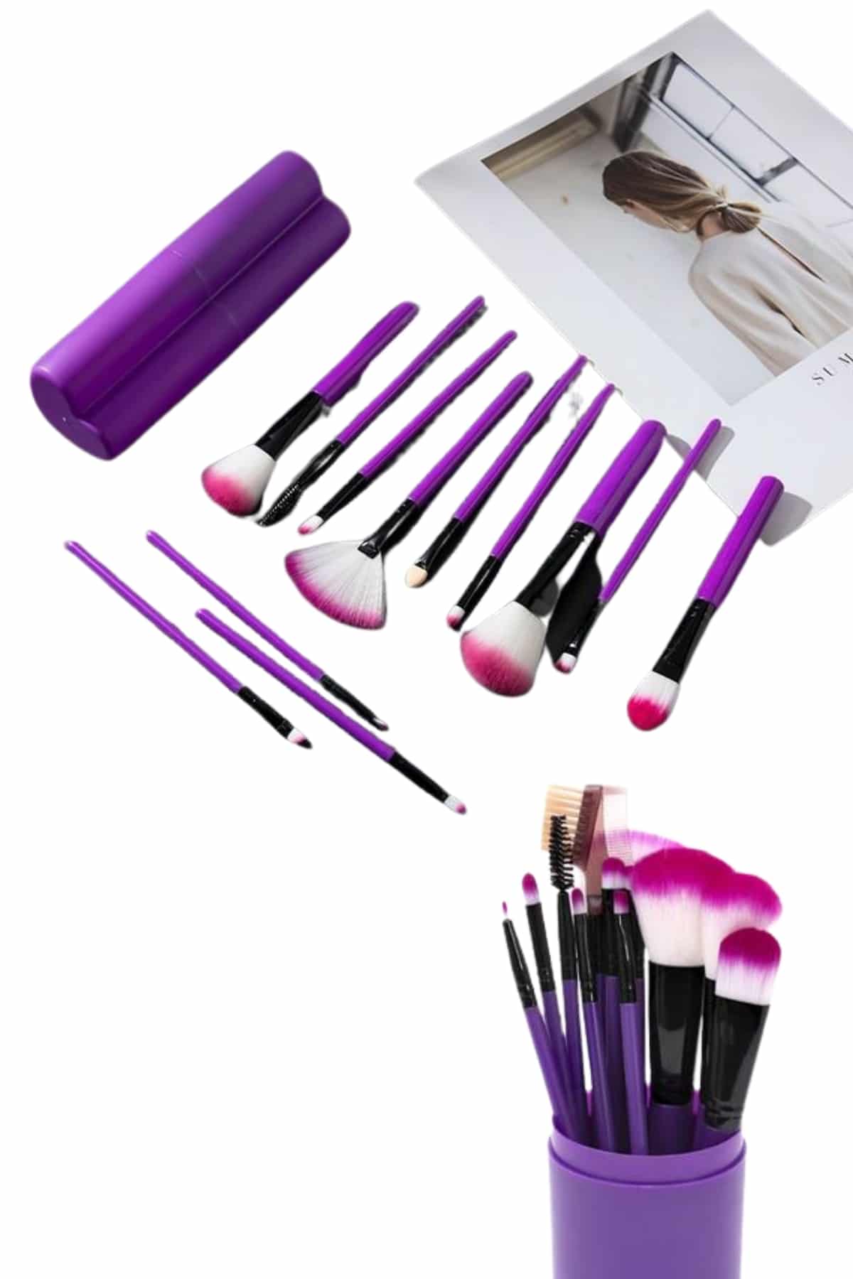 12 Parça Profesyonel Makyaj Fırçası Far Fırçası Allık Fırçası Yumuşak Kıllı