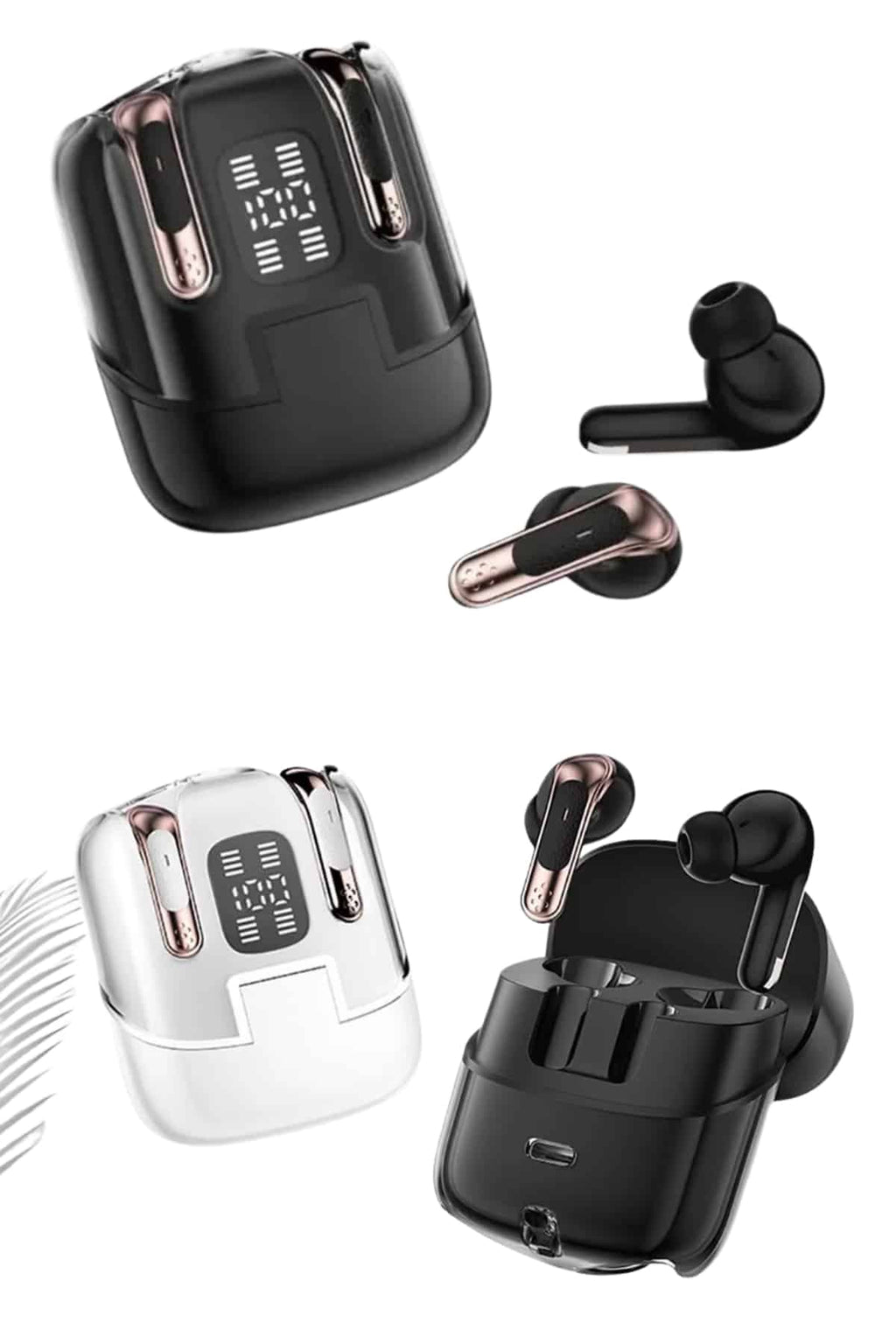 4 Adet Çift Kulaklık Dijital Göstergeli Yüksek Ses Kaliteli Bluetooth Kulaklık