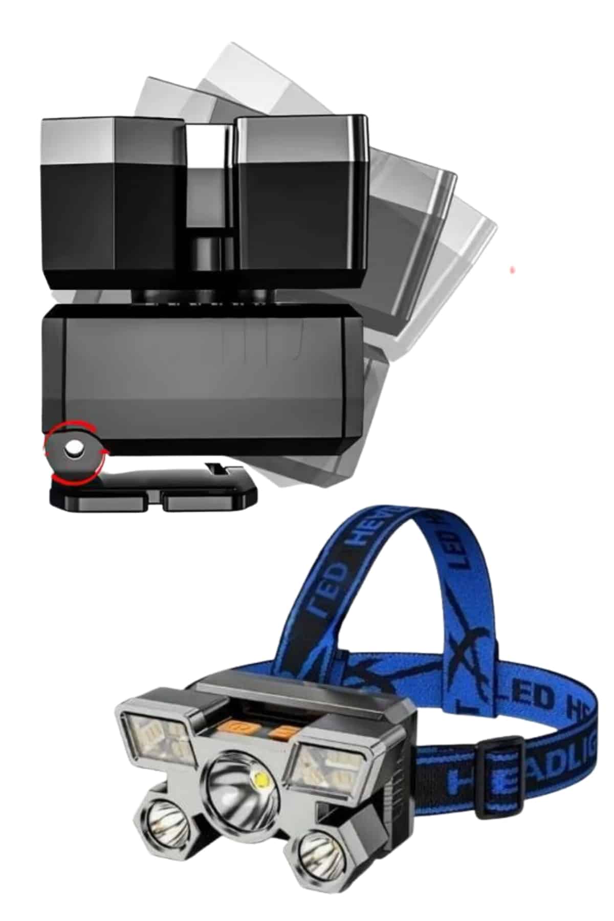 5 LED Far Şarj Edilebilir Güçlü Kafa Lambası Kamp Lambası 4 Modlu