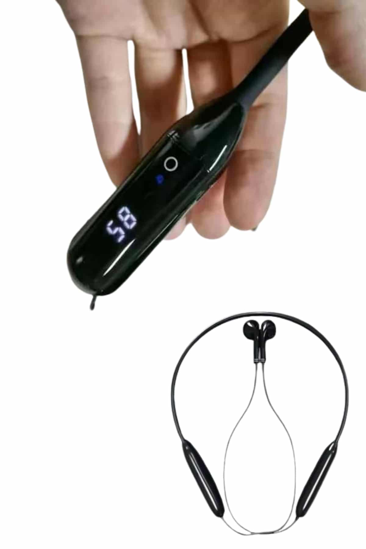 100 Saat Kablolu Boyun Askılı Dijital Göstergeli Bluetooth Kulaklık