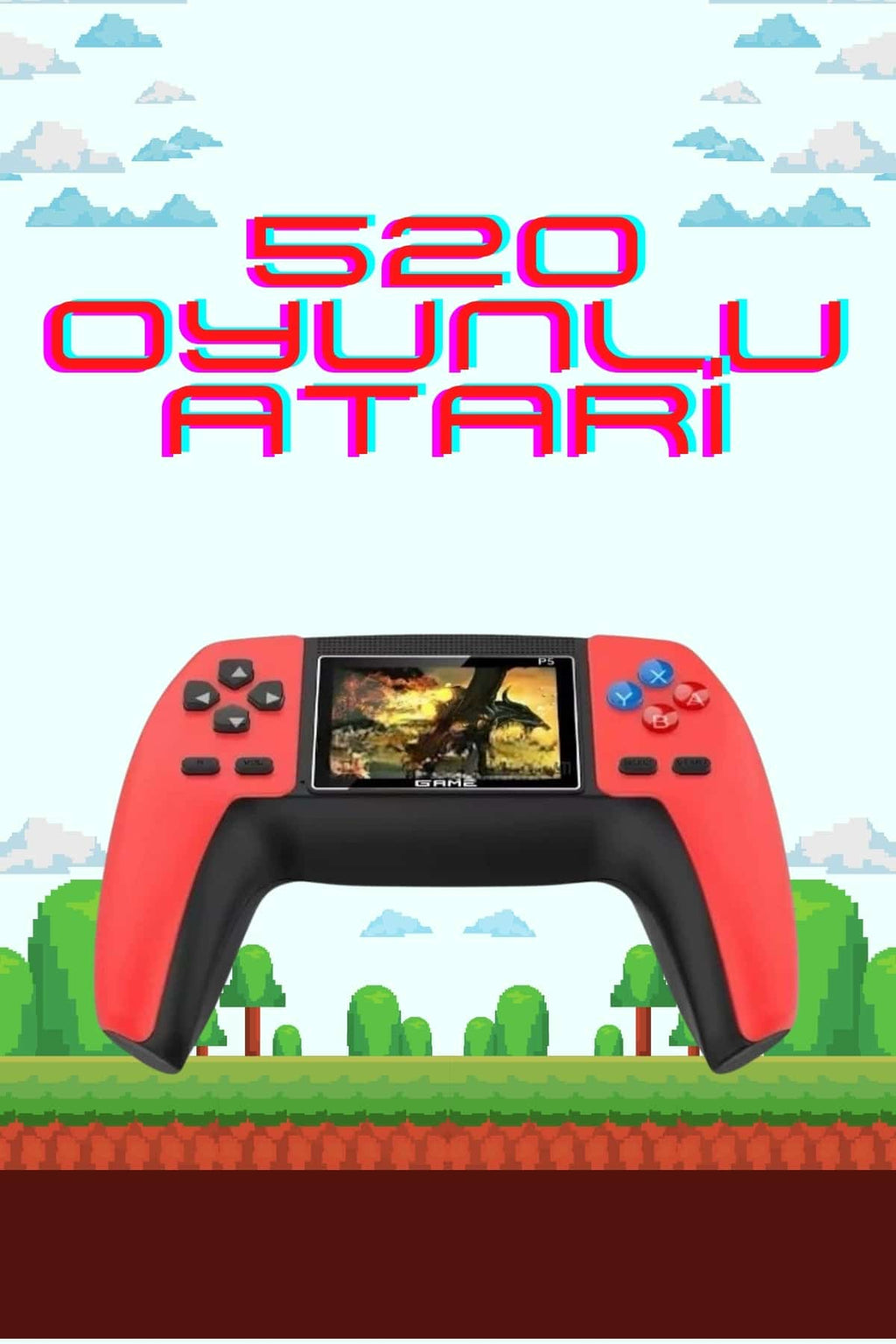 520 Retro Oyunlu El Konsolu Atari Oyun Konsolu Taşınabilir