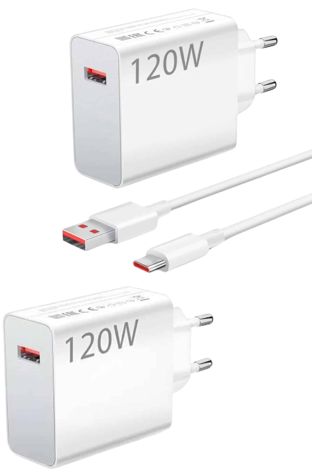 120 Watt Turbo Hızlı Şarj Aleti Seti Hızlı Şarj Adaptörü Beyaz