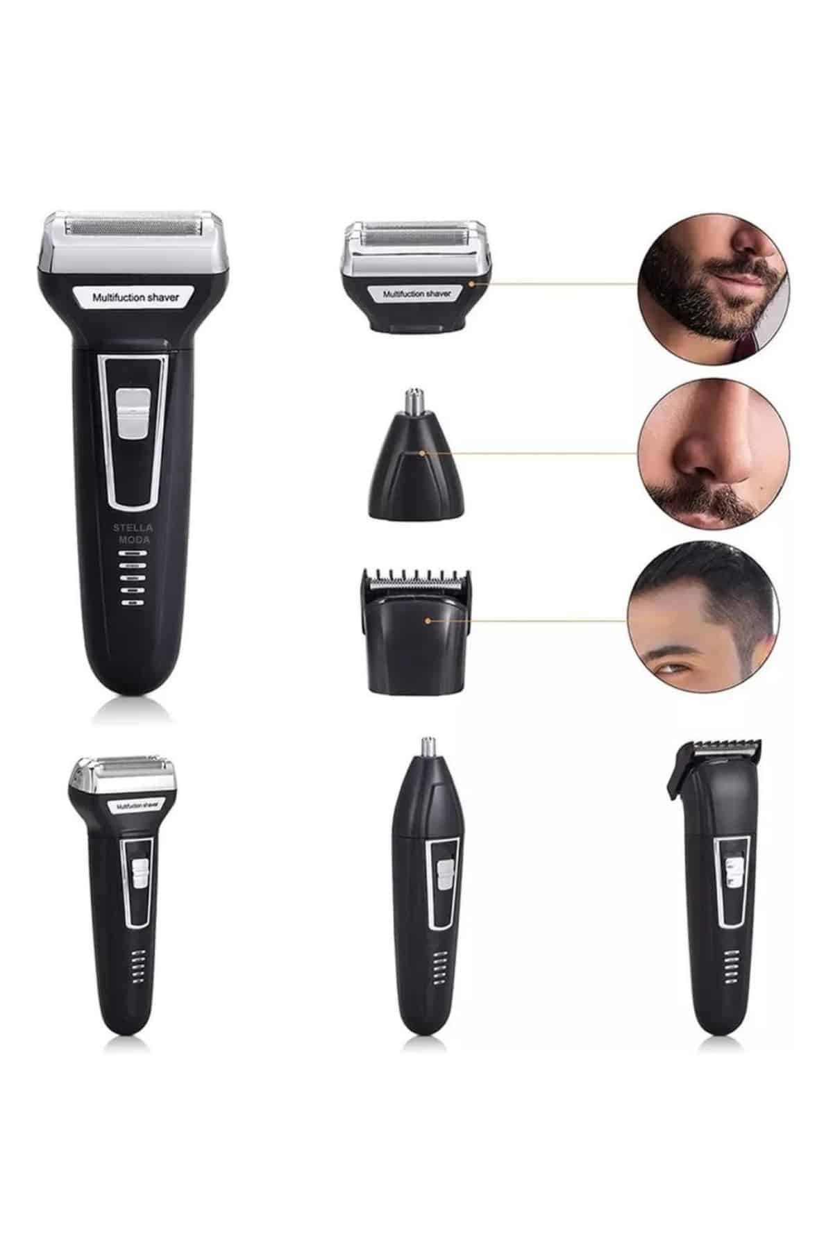 3'lü Set Saç Sakal Kesme Traş Makinesi Burun Kılı Alma Tıraş Makinesi