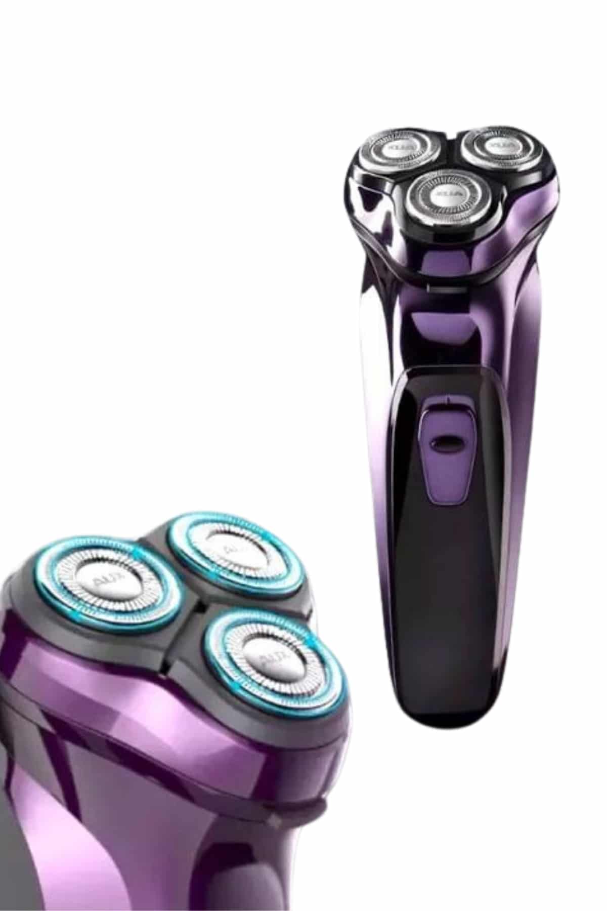 3 Bıçaklı Döner Başlıklı Sakal Sıfır Alma Tıraş Makinesi Profesyonel Paslanmaz Çelik