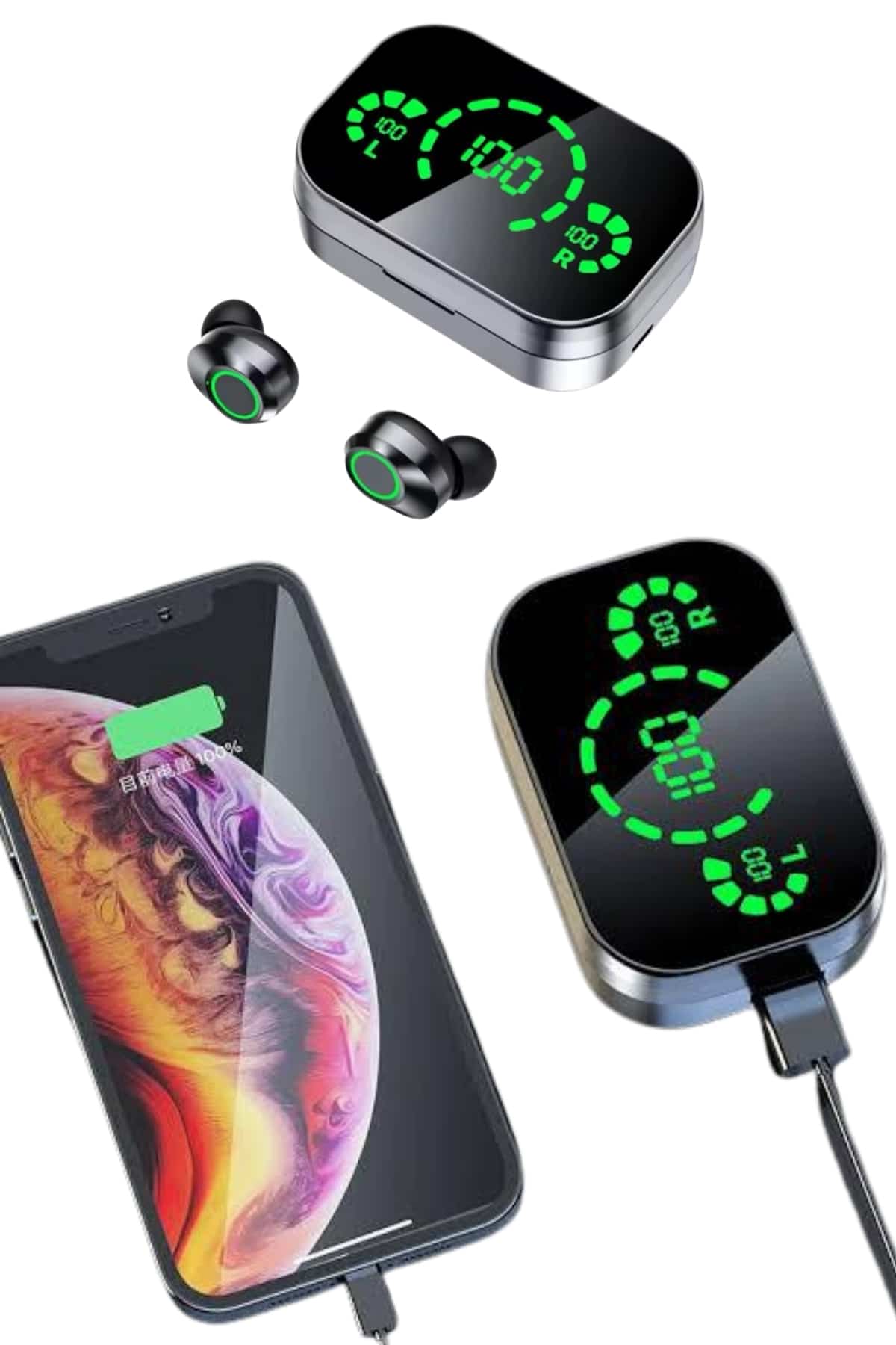 2025 Model Bluetooth Kulaklık Telefon Şarj Edebilen Çağrı Cevaplama Dijital Göstergeli