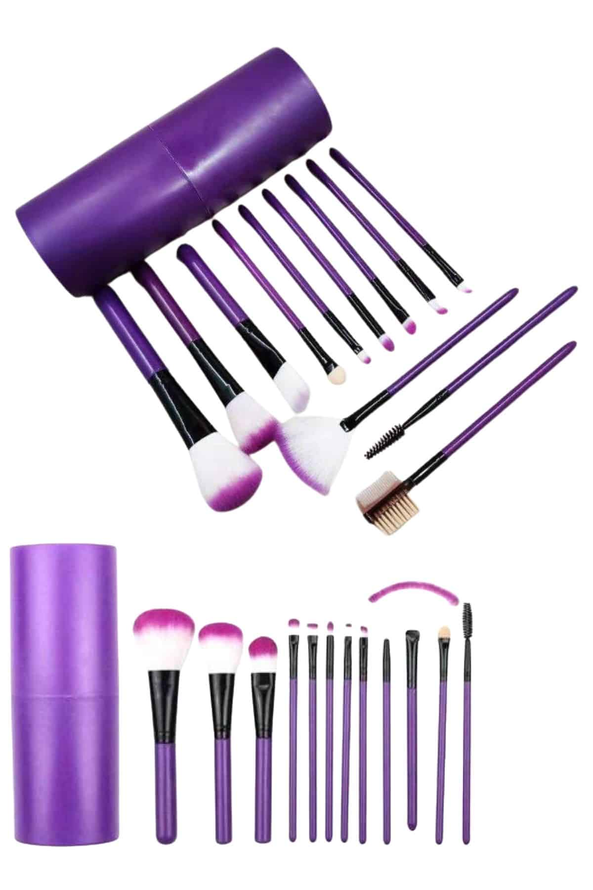 12 Parça Yumuşak Uçlu Makyaj Fırça Set-Göz ve Yüz Makyajı İçin Fırça Seti Profesyonel Makyaj Seti