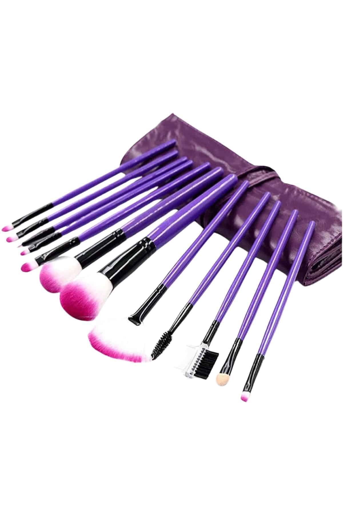 12 Parça Yumuşak Uçlu Makyaj Fırça Set-Göz ve Yüz Makyajı İçin Fırça Seti Profesyonel Makyaj Seti