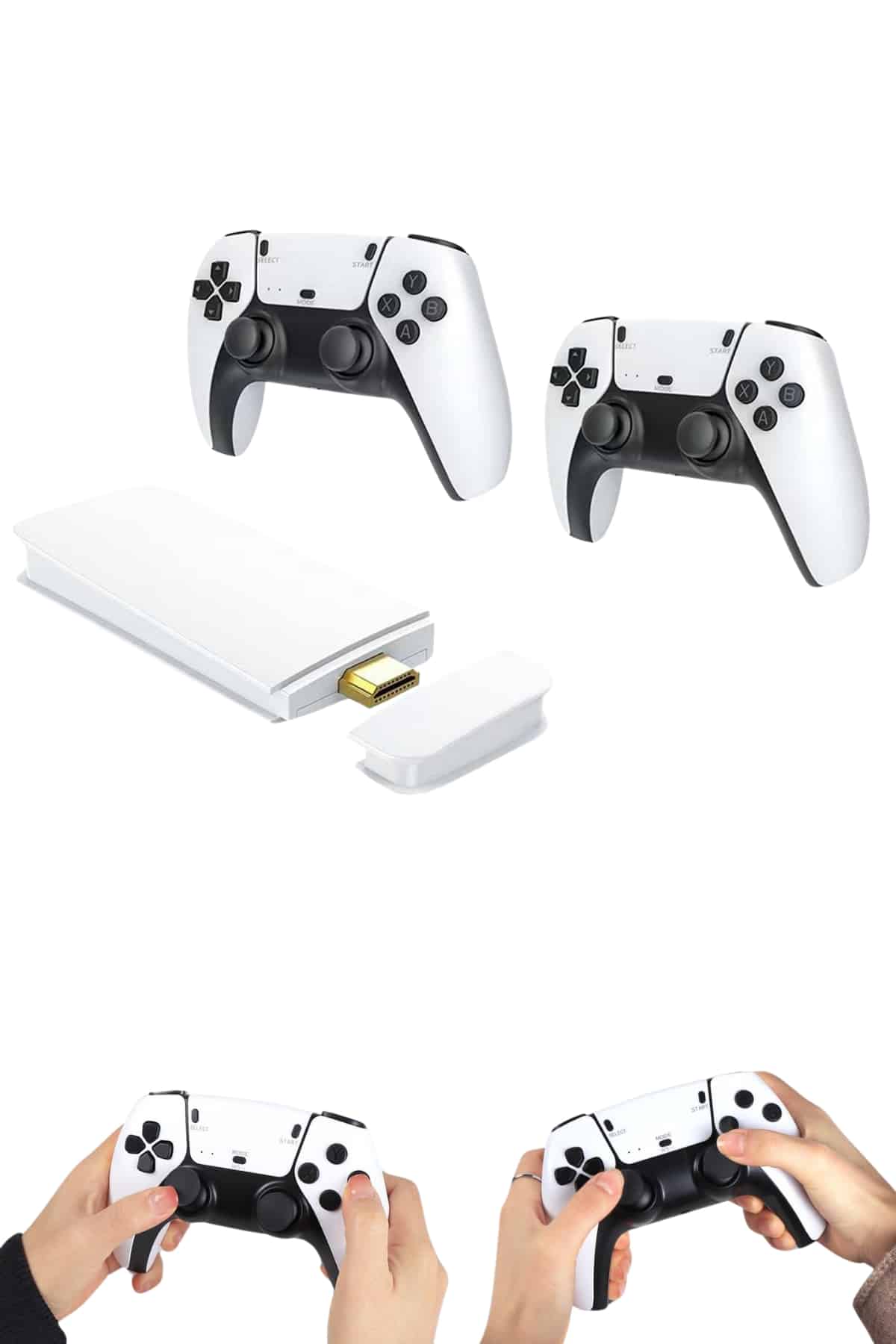 4K HD Görüntü Kaliteli Retro Game Stick 20000 Oyunlu Çift Kollu Beyaz Game Stick