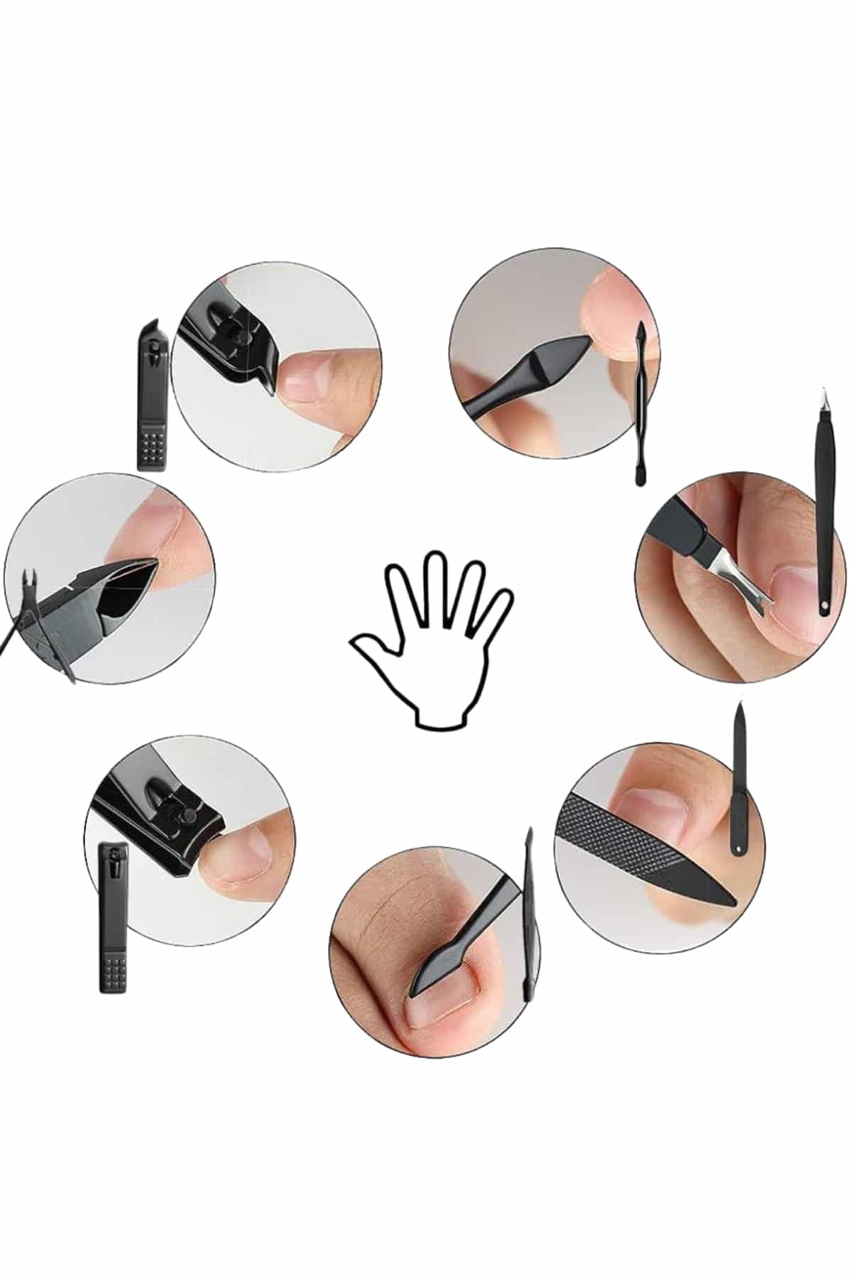 17 Parça El Ayak Bakım Seti Tırnak Temizleme Manikür Pedikür Cımbız Törpü Tırnak Makası