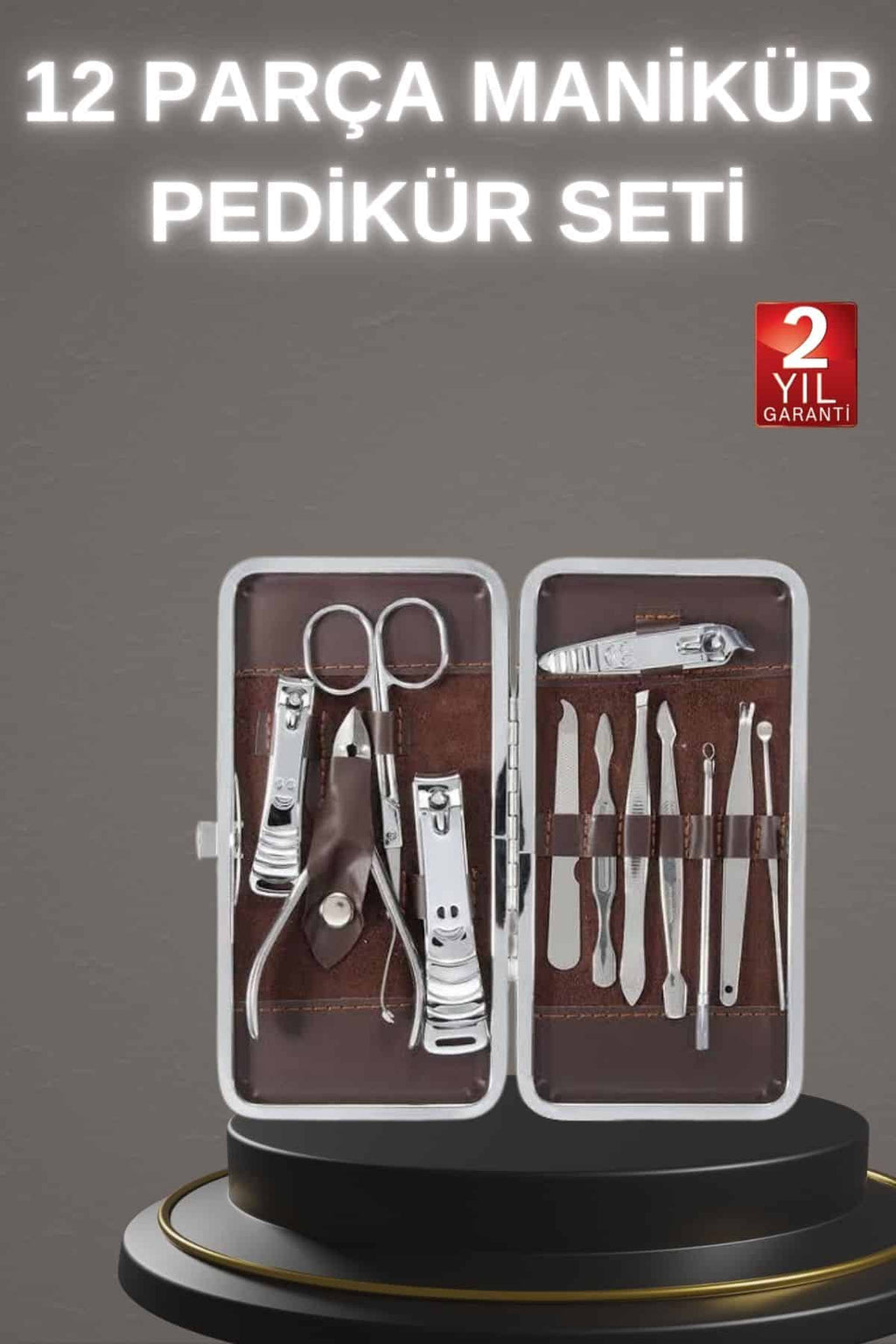 12 Parça Paslanmaz Çelik Kompakt ve Taşınabilir Manikür Makası Tırnak Makası