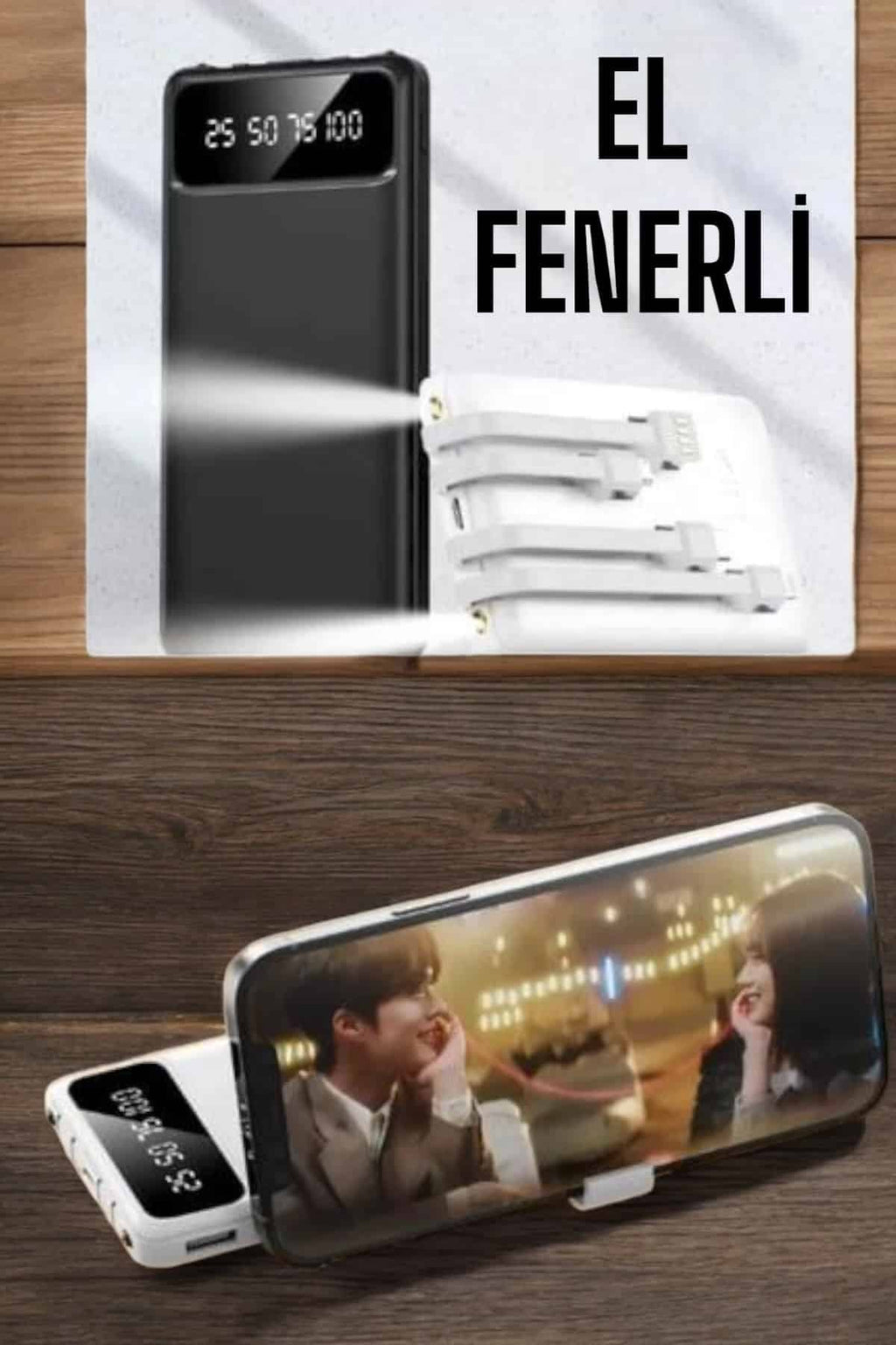 20.000 Mah Led Işıklı LCD Ekran USB Girişli Type-C Lightning Powerbank