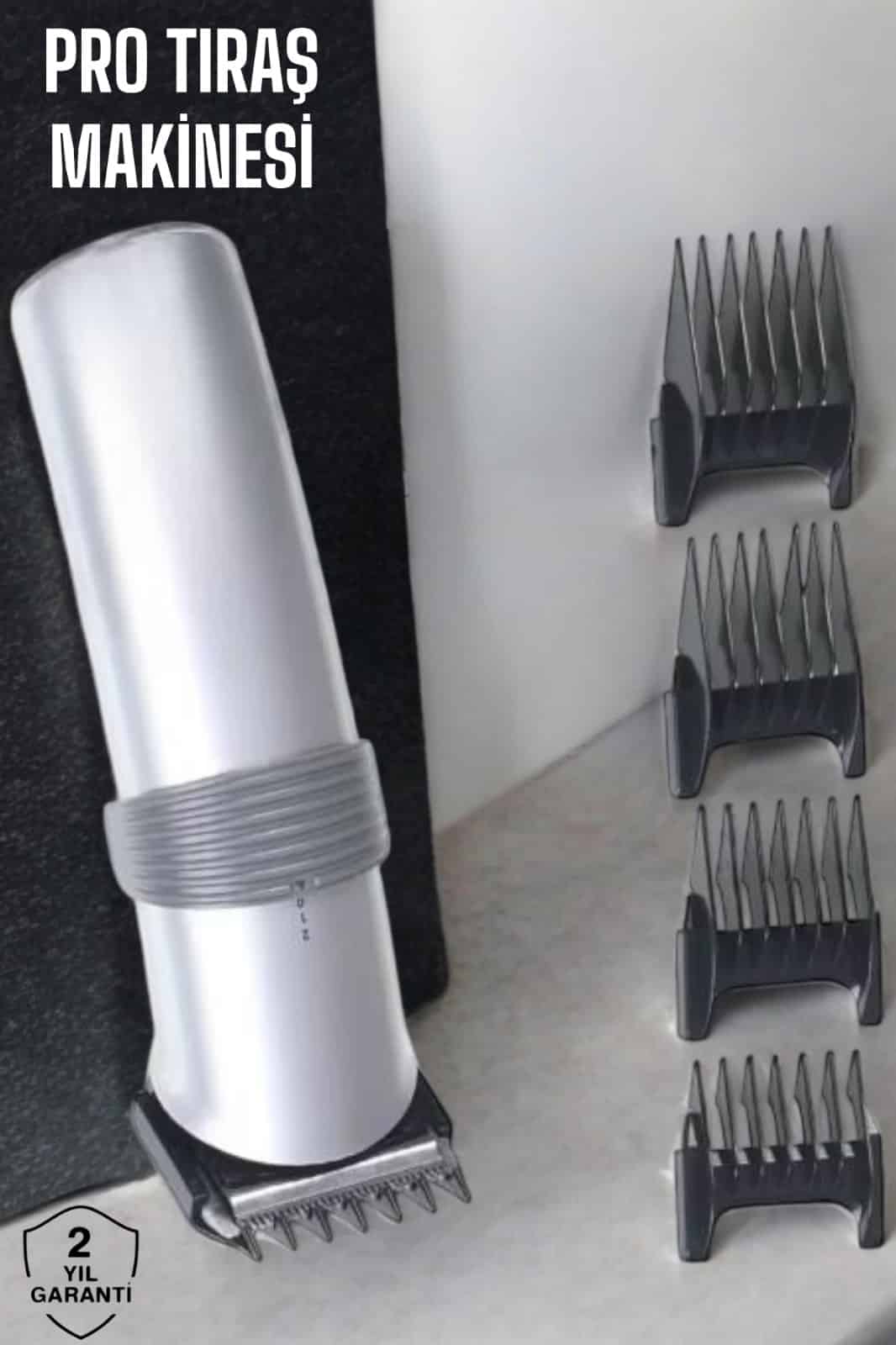 4 Taraklı Profesyonel Şarjlı Saç ve Sakal Kesme Tıraş Makinesi Seti