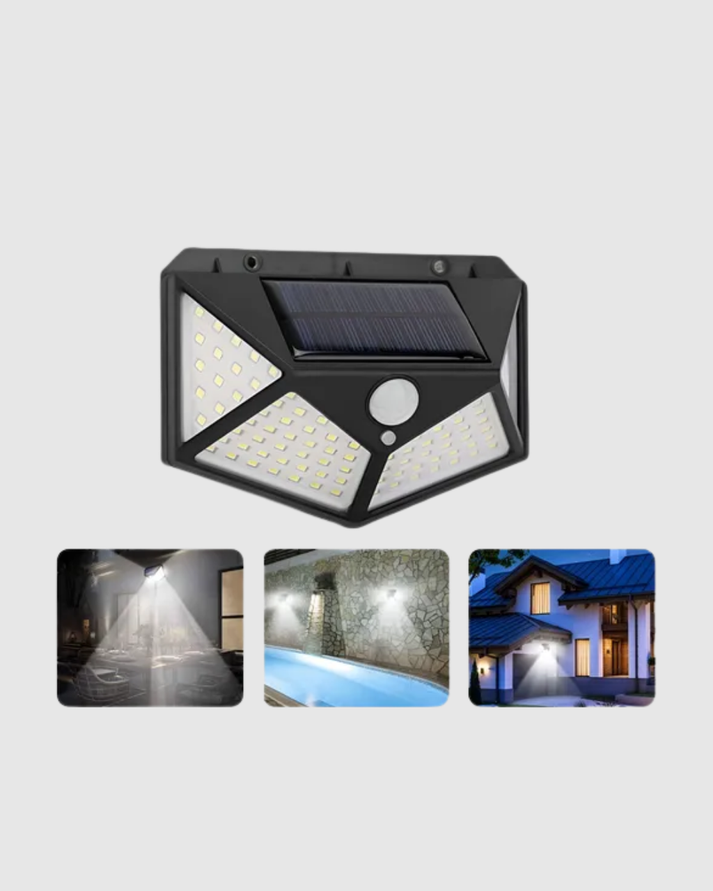 100 LED Güneş Enerjili Bahçe Lambası – PIR Sensörlü IP65 Su Geçirmez Dış Mekan Aydınlatma