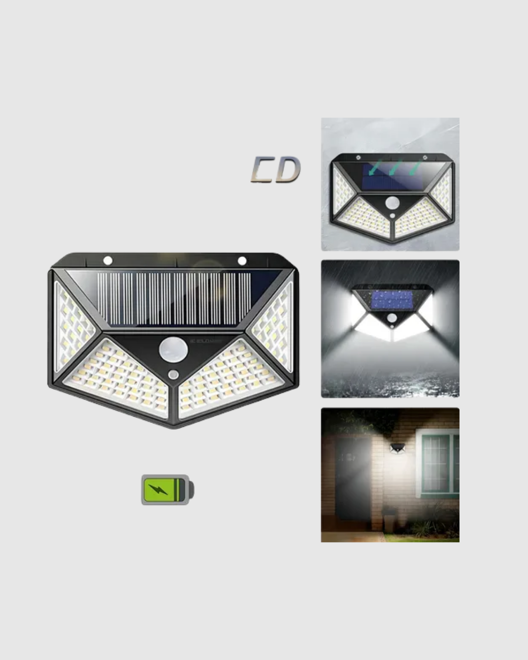 100 LED Güneş Enerjili Bahçe Lambası – PIR Sensörlü IP65 Su Geçirmez Dış Mekan Aydınlatma