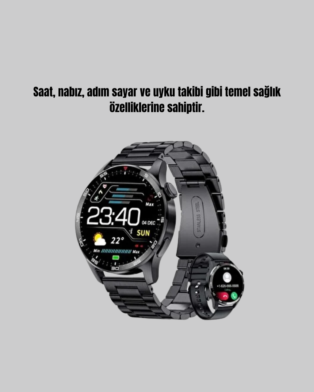 100mAh Şarjlı Akıllı Saat – Mesaj Bildirimi Müzik Kontrolü ve Ergonomik Tasarım