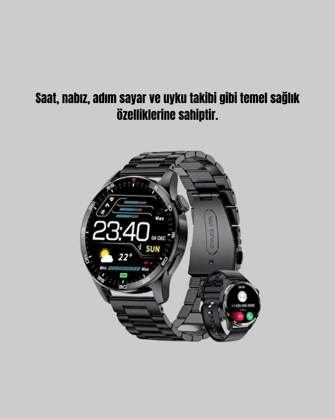 100mAh Şarjlı Akıllı Saat – Mesaj Bildirimi Müzik Kontrolü ve Ergonomik Tasarım