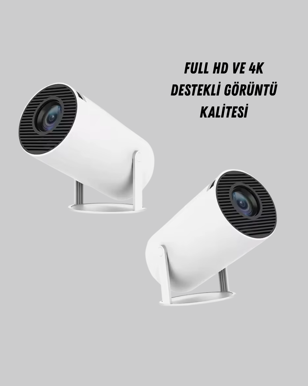 4K Destekli Full HD Projeksiyon Cihazı – 130 inç Geniş Ekran WiFi ve HDMI Bağlantılı