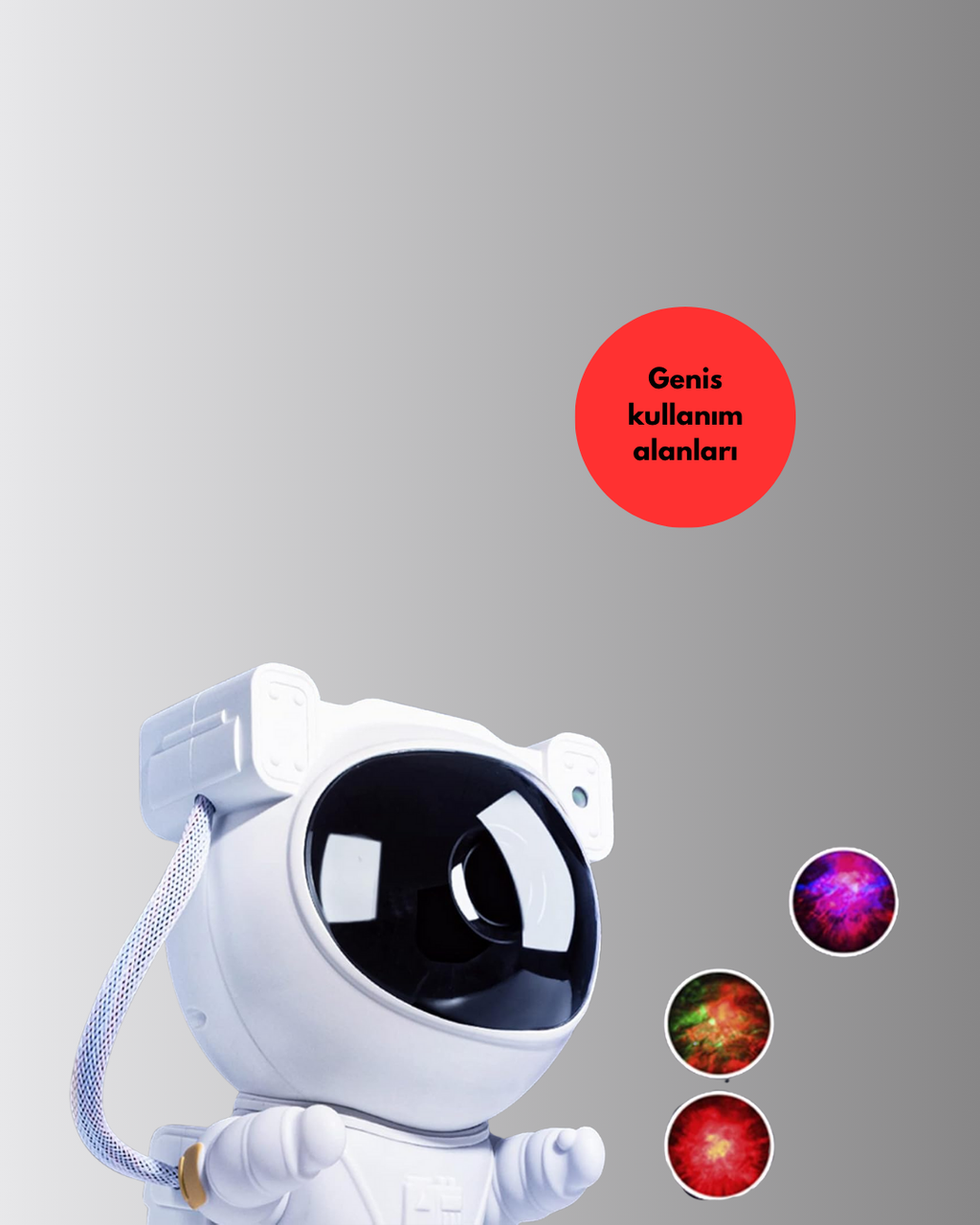 8 Efektli Astronot Galaxy Projektör Uzaktan Kumandalı LED Gece Lambası