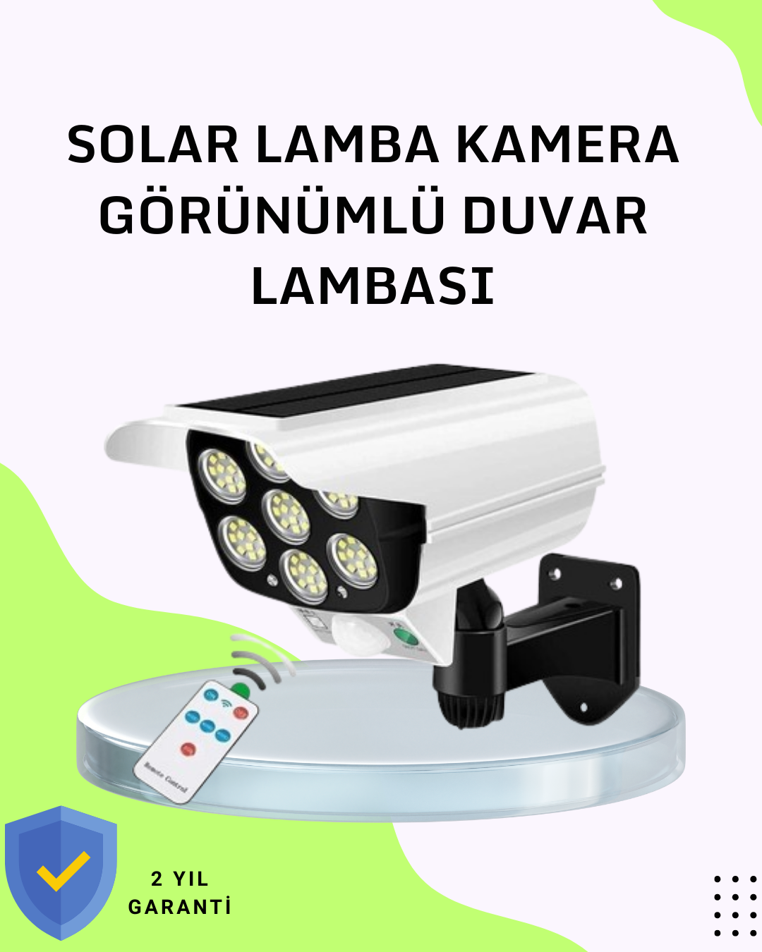 3 Modlu Güneş Paneli Aydınlatmalı Dış Mekan Güvenlik Işığı – IP65 Su Geçirmez PIR Sensörlü