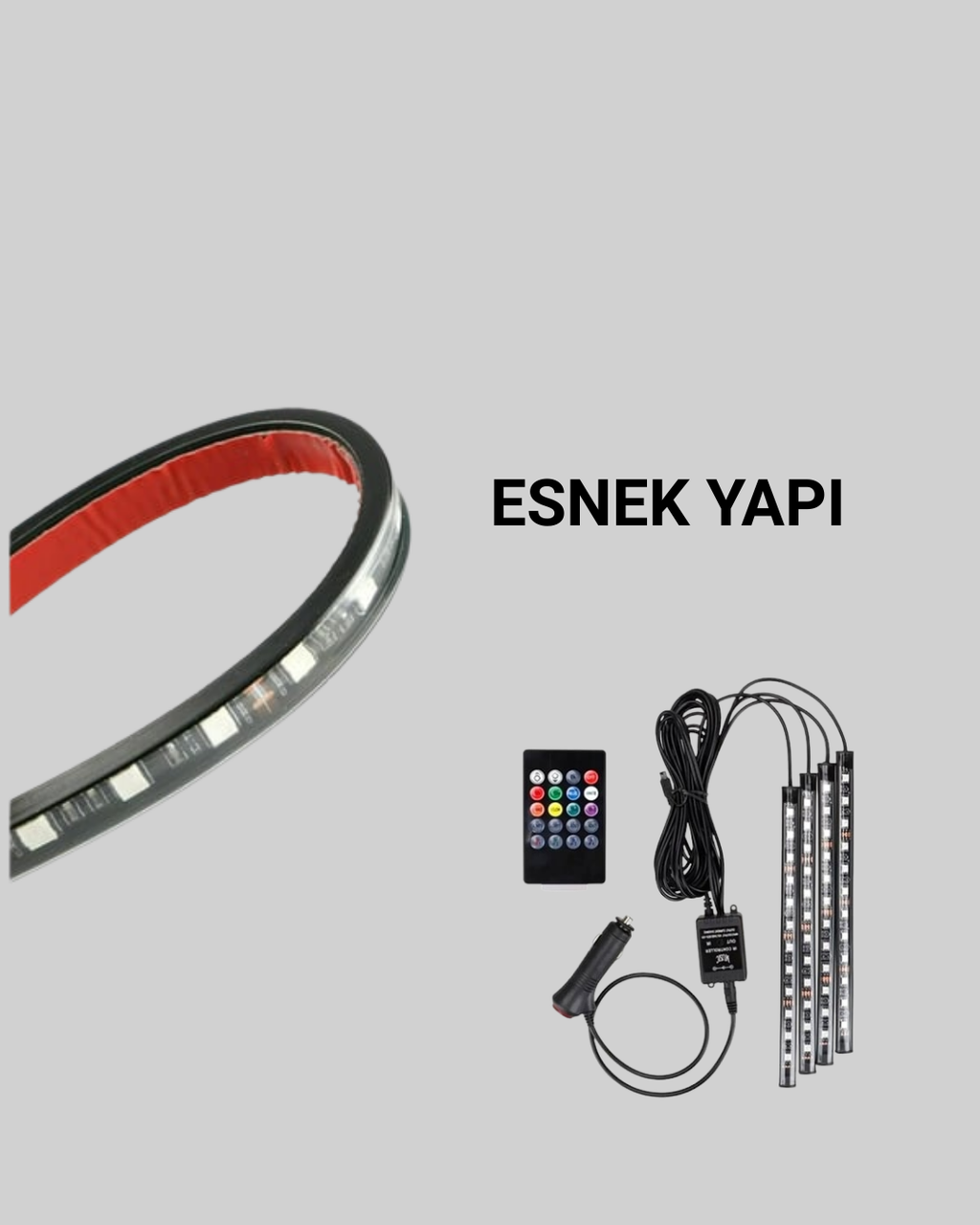 12V LED Işık Seti – Kumandalı ve Renk Ayarlı