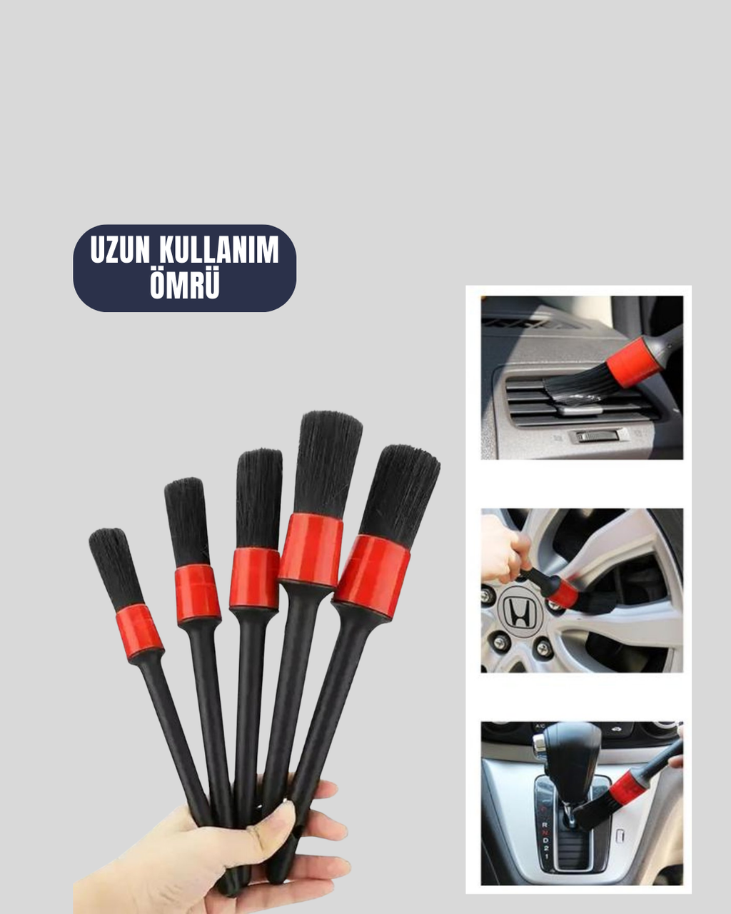 5'li Araba Temizlik Fırçaları-Farklı Boyutlu Fırçalarla Derinlemesine Temizlik