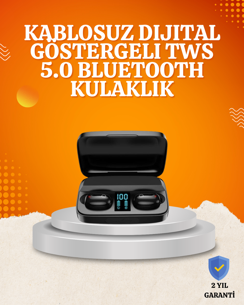 1800 mAh Güçlü Şarj Kutusu ile Bluetooth Kulaklık Seti