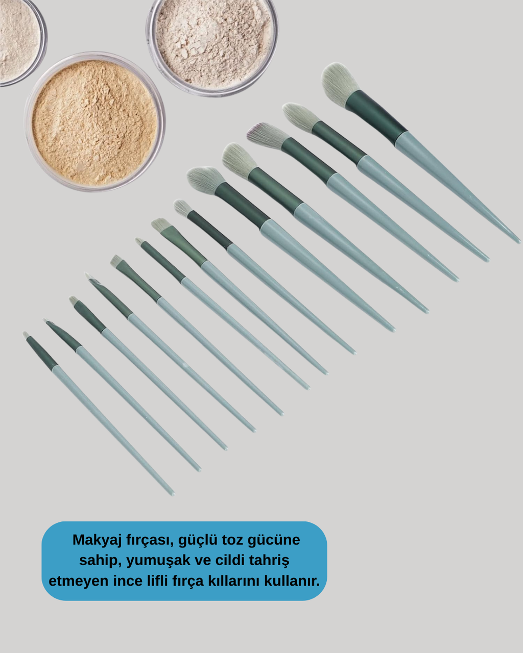 13'lü Fiber Kıllı Yumuşak Makyaj Fırçası Seti Taşınabilir ve Ergonomik Tasarım