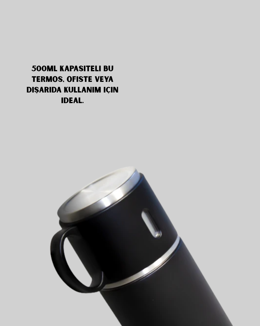 500 ml Isı Korumalı Çelik Termos ve Bardak Seti | Silikon Tabanlı Şık ve Pratik