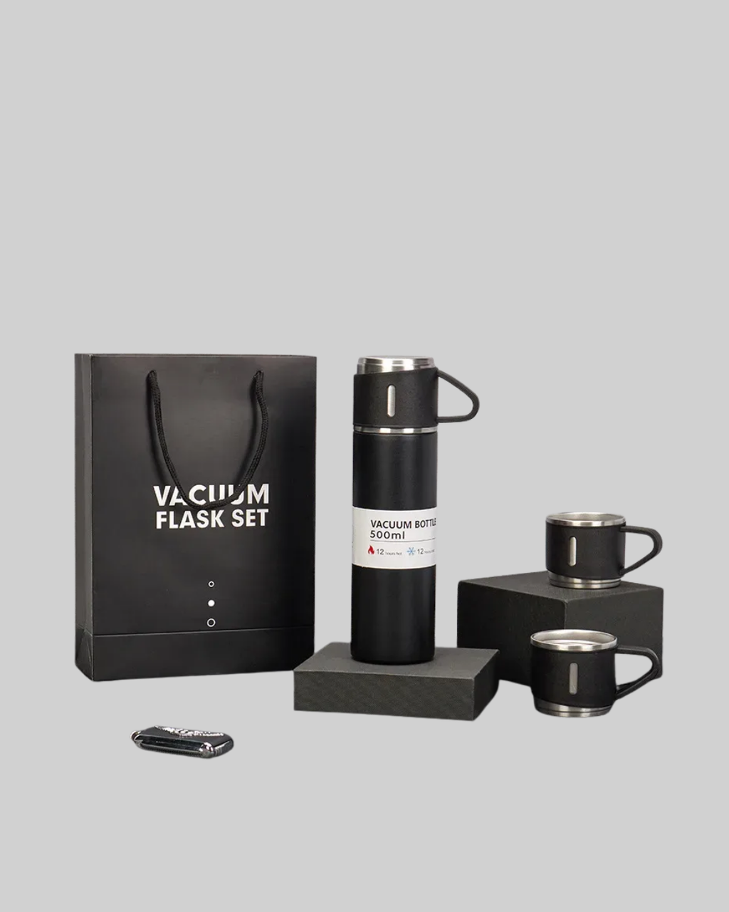 304 Çelik Termos Seti | 2 Bardaklı 500 ml Uzun Süre Isı Koruma