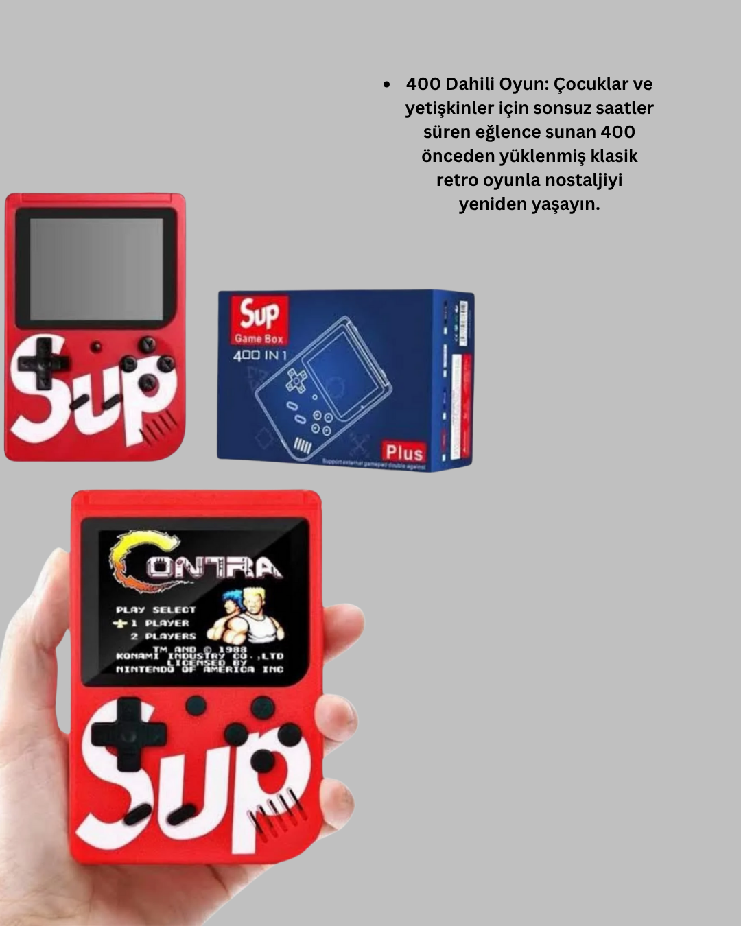 400 Oyunlu Taşınabilir Retro El Konsolu