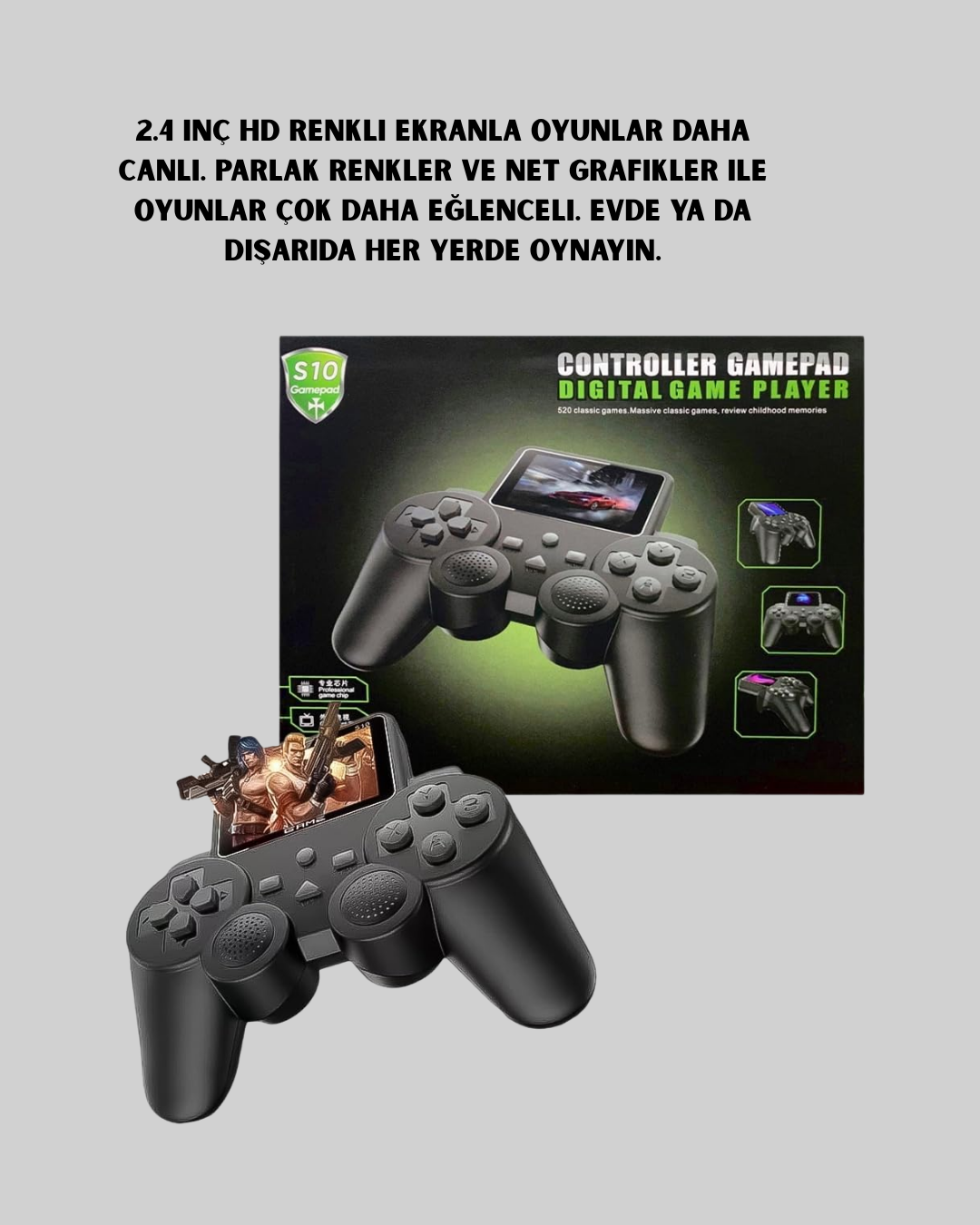 2.4 İnç Ekranlı 500 Oyunlu Taşınabilir Retro Oyun Konsolu Şarjlı El Tipi Mini