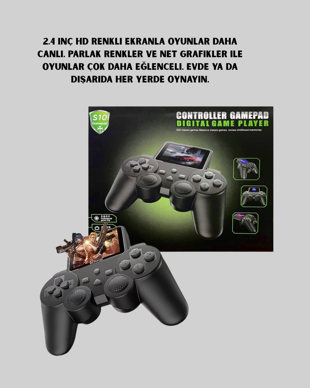 2.4 İnç HD Renkli Ekranlı 500-in-1 Taşınabilir Retro Oyun Konsolu Kablolu TV Bağlantısı ve Uzun Pil Ömrü