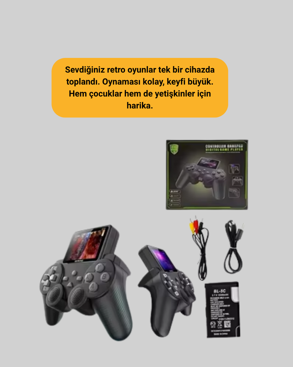 2.4 İnç HD Renkli Ekranlı 500-in-1 Taşınabilir Retro Oyun Konsolu Kablolu TV Bağlantısı ve Uzun Pil Ömrü