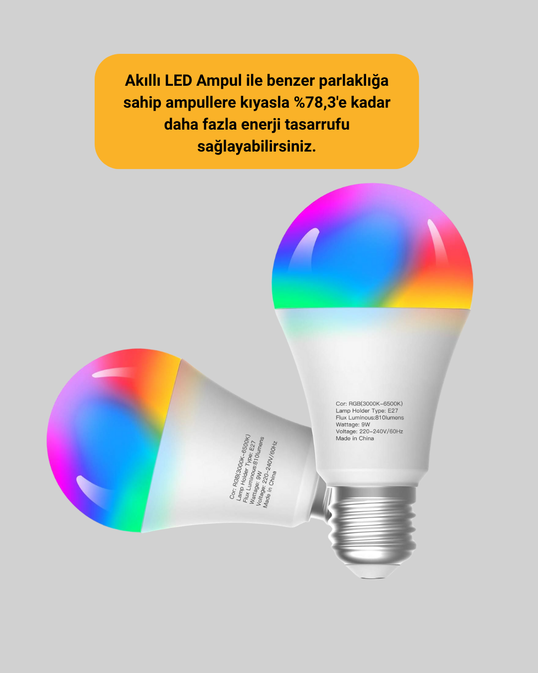 9 Watt Beyaz Işık ve Renk Ayarlı Akıllı LED Ampul