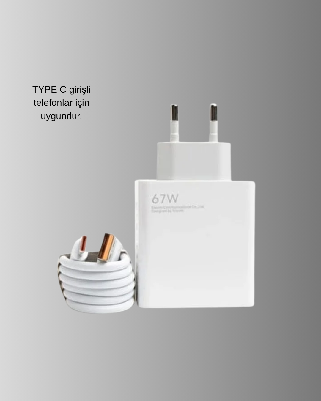 67W Süper Hızlı Şarj Adaptörü ve Kablo Seti – Güvenli Kompakt ve Ergonomik Tasarım