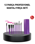 12’li Profesyonel Makyaj Fırça Seti – Dökülmeyen Yumuşak Kıllı Ergonomik Tasarım