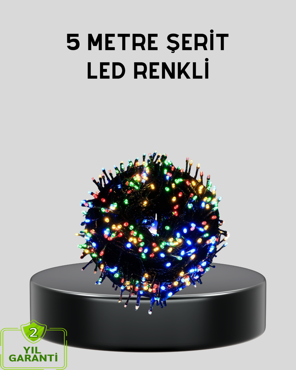 5 Metre 50’li LED Işık – Siyah Kablolu Çok Fonksiyonlu İç ve Dış Mekan Kullanımı