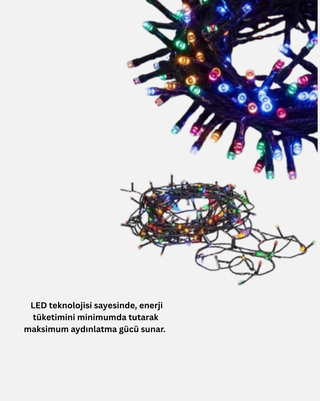 5 Metre 50’li LED Işık – Siyah Kablolu Çok Fonksiyonlu İç ve Dış Mekan Kullanımı